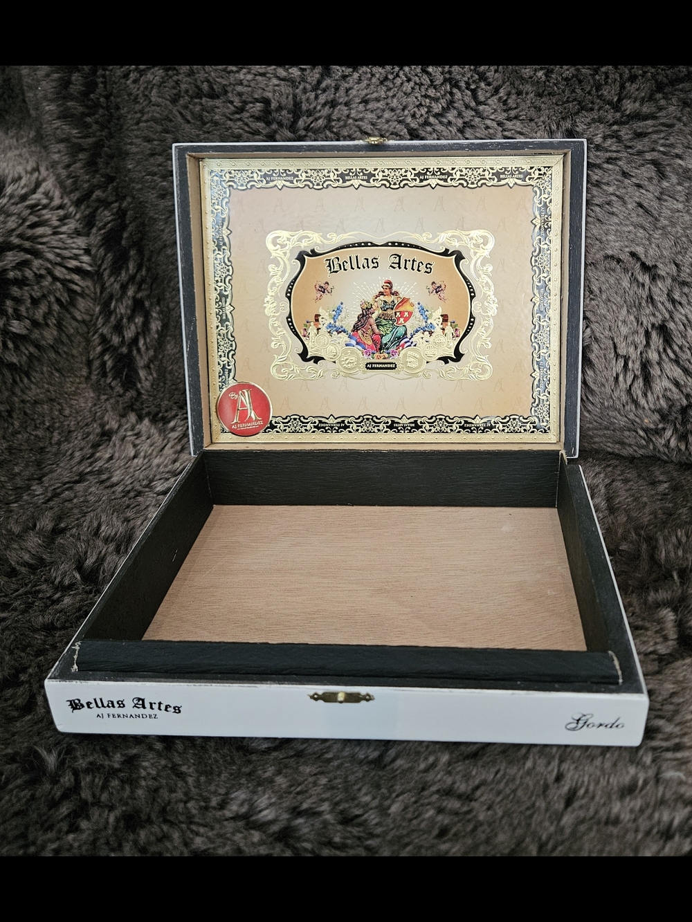 Bellas Artes Gordo Empty Cigar Box by AJ Fernandez Handmade Wood Vintage Rare